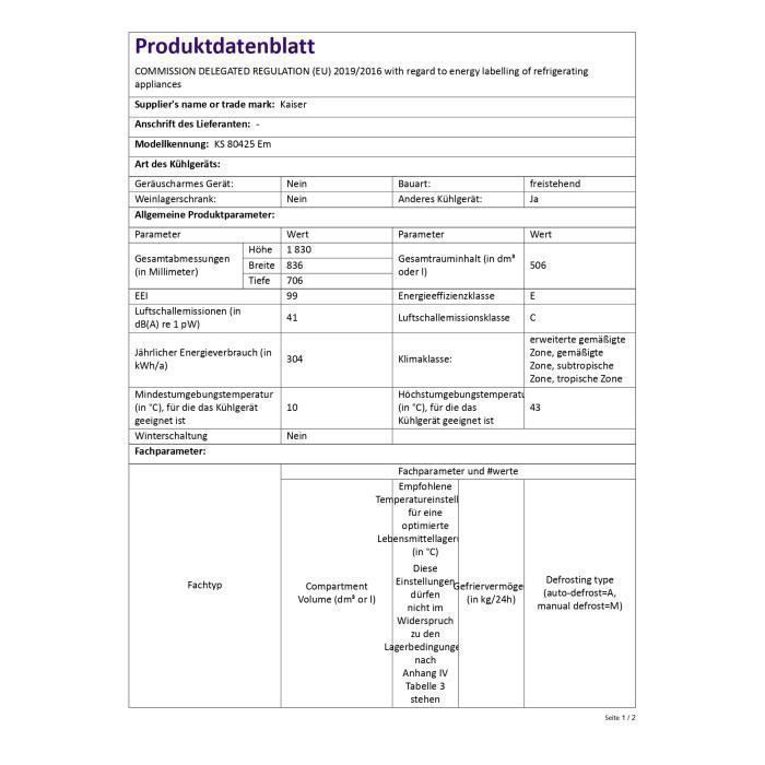 Side-by-side refrigerator - Kaiser - KS 80425 Em - 183 cm - No Frost - Anthracite