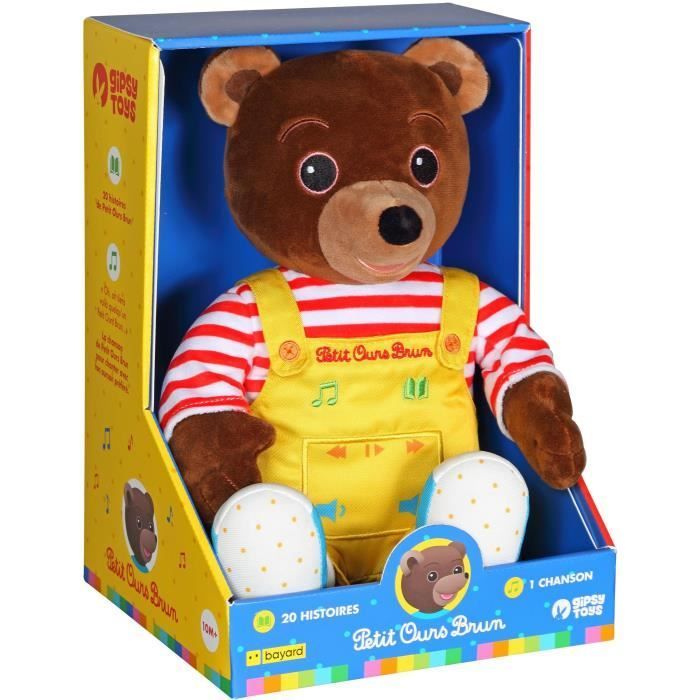 Gipsy Toys - Little Brown Bear - Talking Musical Plush Storyteller - 28 cm - Brown, Yellow, Red
