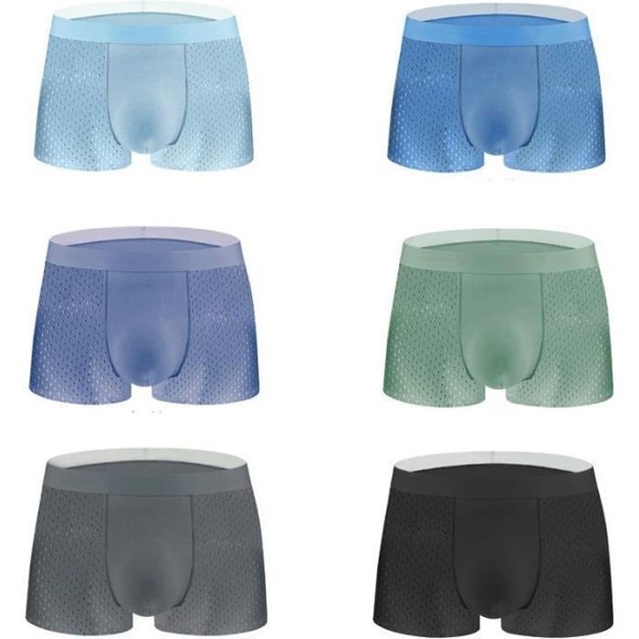 Boxer Homme en Soie Glacée - GYROOR - Pack de 6 Boxers - Ultra-fin Transparent Respirant - Couleurs Multiples