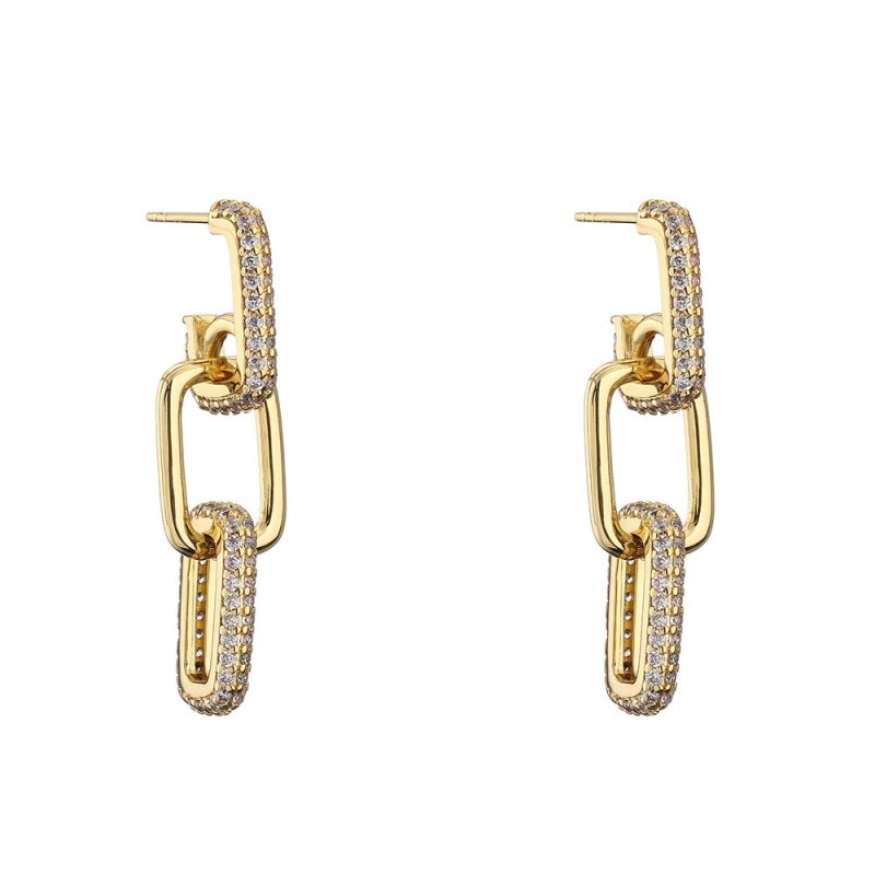 HECHENG – 1 paire – Boucles d'oreilles à maillons de chaîne – Modèle long Boucles d'oreilles pendantes pour femmes et filles – Bijoux en oxyde de zirconium