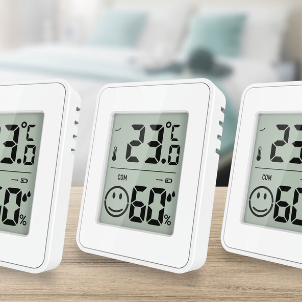 Thermo-hygromètre, lot de 3, blanc