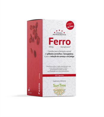 SunTree IJzerbisglycinaat 20 mg capsules voor het verminderen van vermoeidheid, 60 capsules.