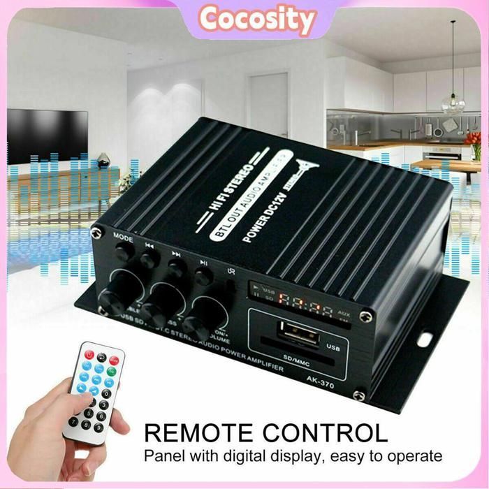 Sistema estéreo para coche Cocosity de 400 W (2 x 200 W) con amplificador de audio HiFi, subwoofer y sistema de vídeo - Negro