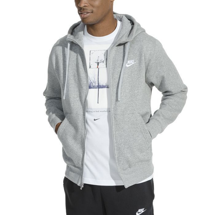 Men's NIKE CLUB GREY Zip-Up Hoodie