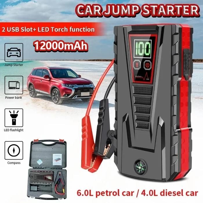 Avviatore di emergenza da 99800 mAh - Potenza di picco 5000 A, fornito con caricatore USB da 5 V/2 A.