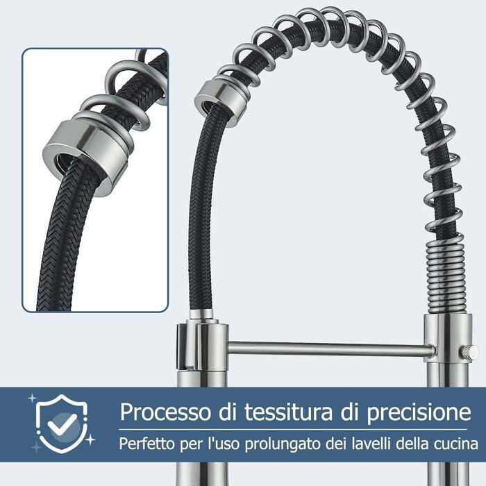 JULLYBATHEVY Robinet de Cuisine - Mitigeur Robinet - Rotation à 360° - Douchette Extensible - 2 Modes Spray - Nickel Brossé