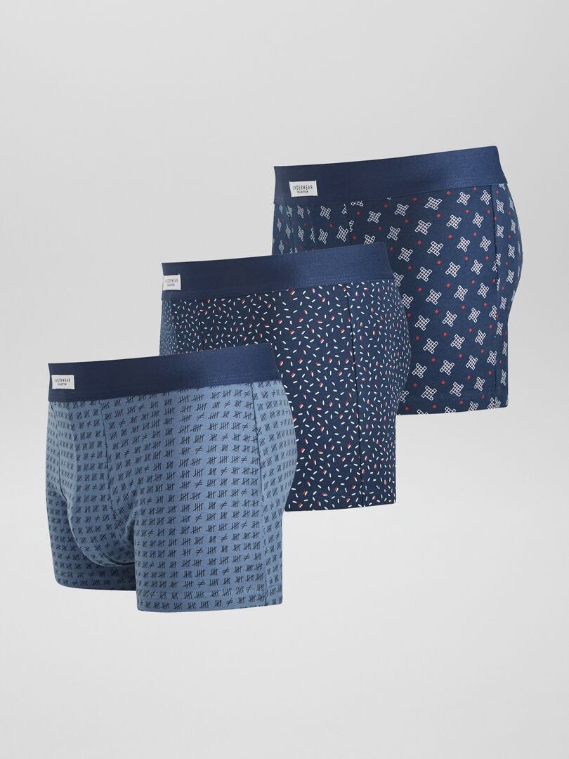 Conjunto de 3 cuecas boxer elásticas - AZUL