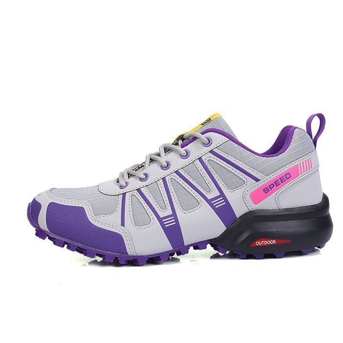 Botas de caminhada femininas - HENRVIEG - Impermeáveis, respiráveis e confortáveis - Cinza/Roxo