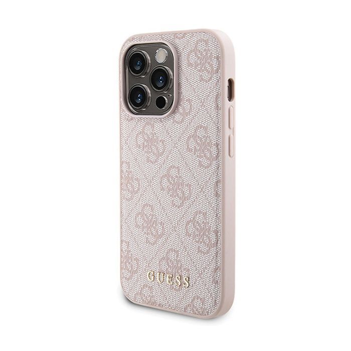 Guess Bundle Pack MagSafe 4G Metal Gold Logo - Ensemble coque + Power Bank 5000mAh MagSafe iPhone 14 Pro (rose)