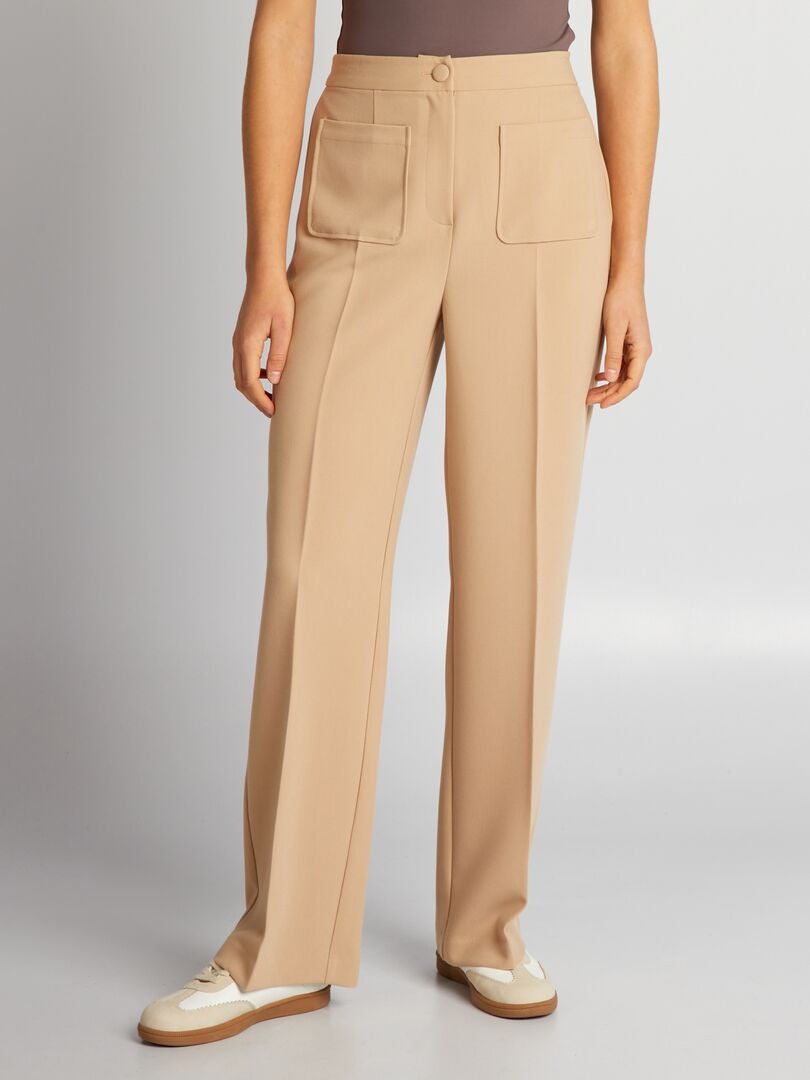Rechte broek met 2 opgestikte zakken - BEIGE