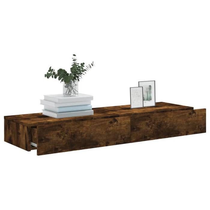 Mueble para TV vidaXL con luces LED, 2 piezas, roble ahumado, 60x35x15,5 cm, armario con luces LED, soporte para TV, mueble de pared, 842897