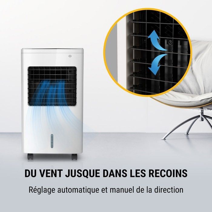 Enfriador de aire OneConcept Freeze Me - 400 m³/h - Ventilador humidificador - Temporizador - Control remoto - Blanco