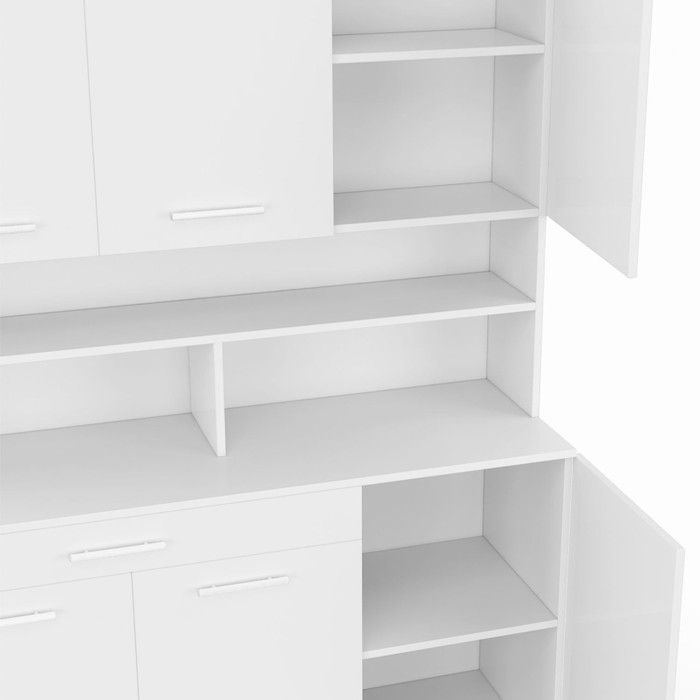 IDMARKET Küchenbuffet 120 cm CINA 6 Türen + Schublade Weiß und Hochglanzweiß