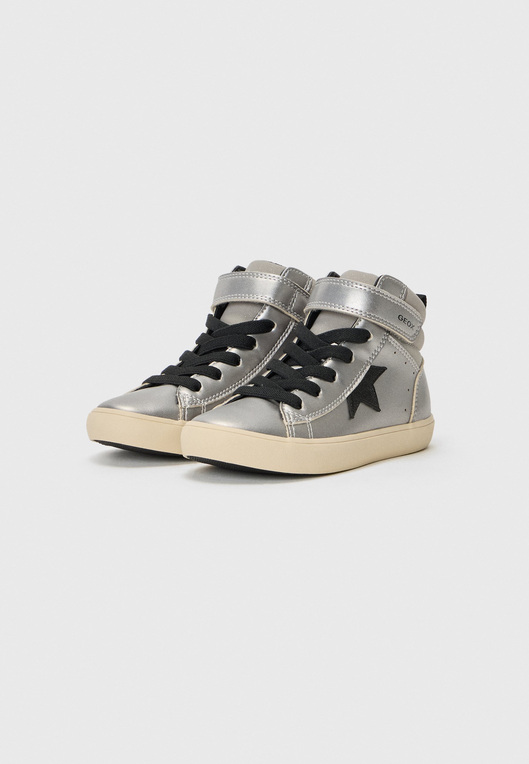 Geox GISLI - Scarpe da ginnastica alte - color argento scuro/nero