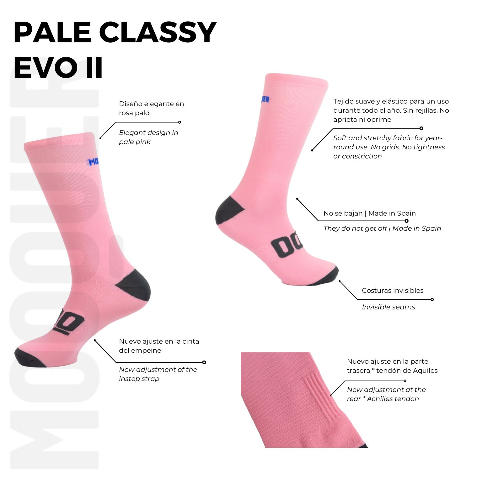 Mooquer Pale Classy Evo II Atmungsaktive Radsocken