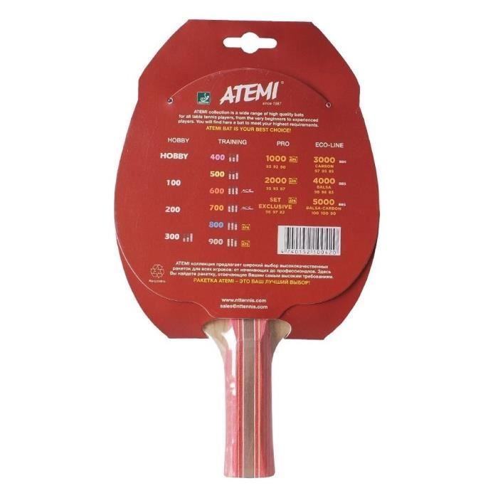 ATEMI 600 Anatomisch Tennisracket Zwart en Rood - Volwassenen - 2 jaar garantie