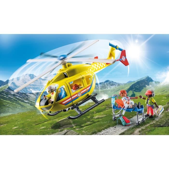 PLAYMOBIL 71203 Helicóptero de Resgate, Figura, Equipe de Resgate de Ação Urbana