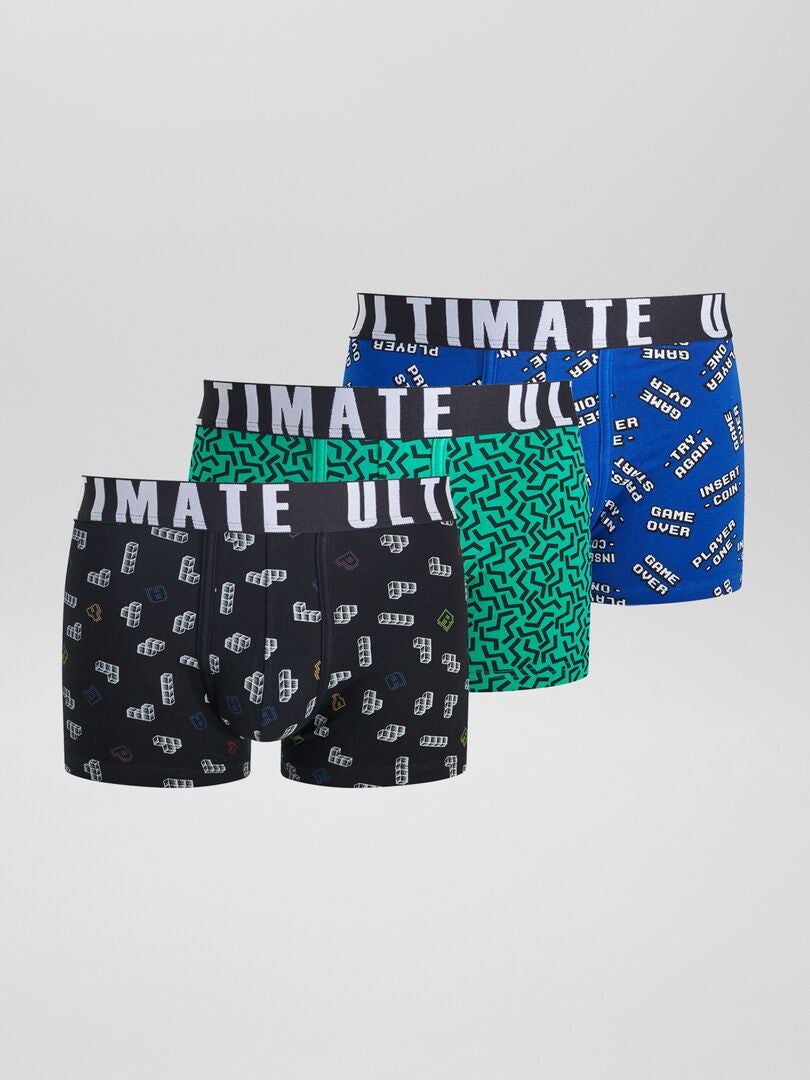 Conjunto de 3 cuecas boxer estampadas - PRETAS