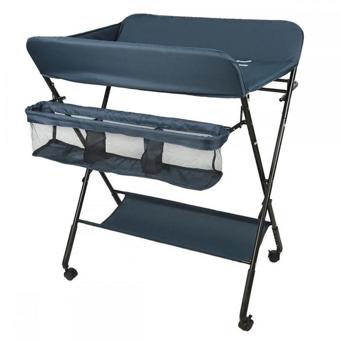 MESA - Cambiador azul oscuro con cesta de almacenamiento y perchero - HUOLE - Altura regulable - 80*66*98 cm