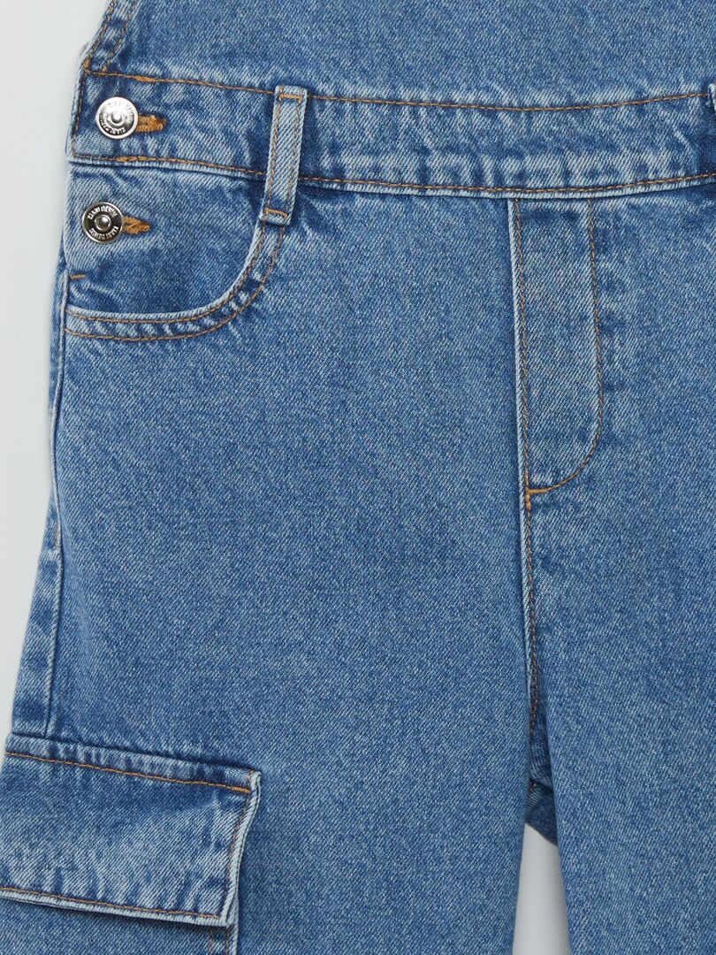 Vaqueros anchos con estampado floral - AZUL