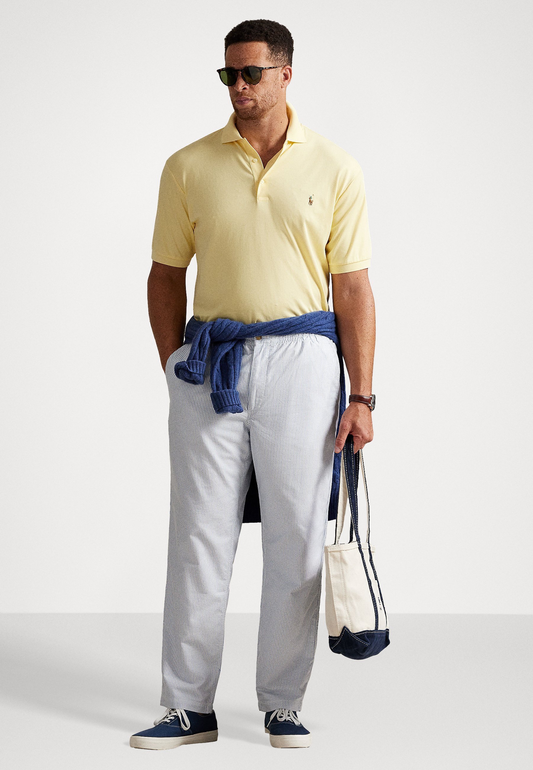 Polo Ralph Lauren Big & Tall POLO PREPSTER CLASSIC FIT OXFORD TROUSER - Spodnie - niebiesko-białe