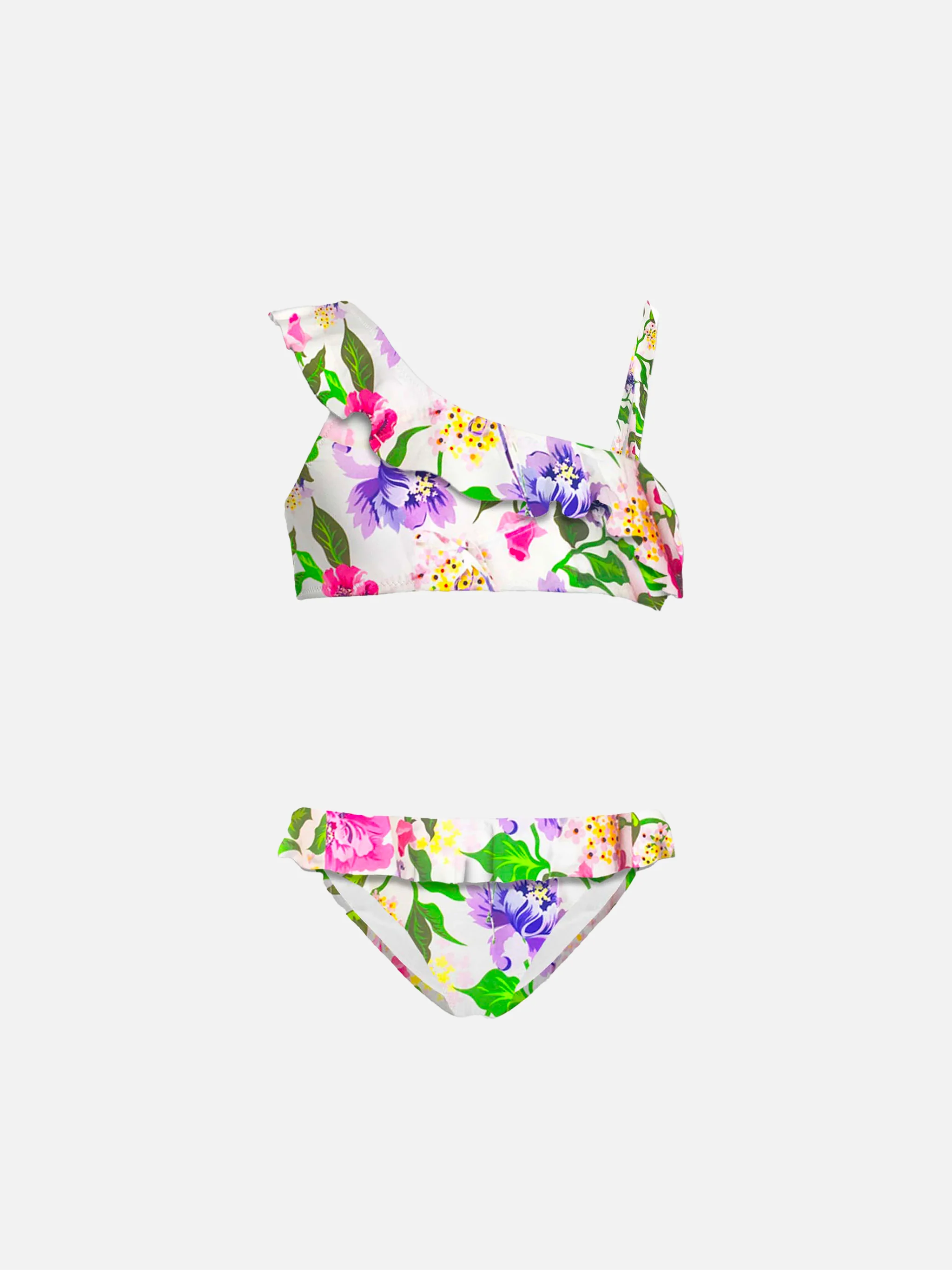 Bikini met één schouderband en ruches voor meisjes