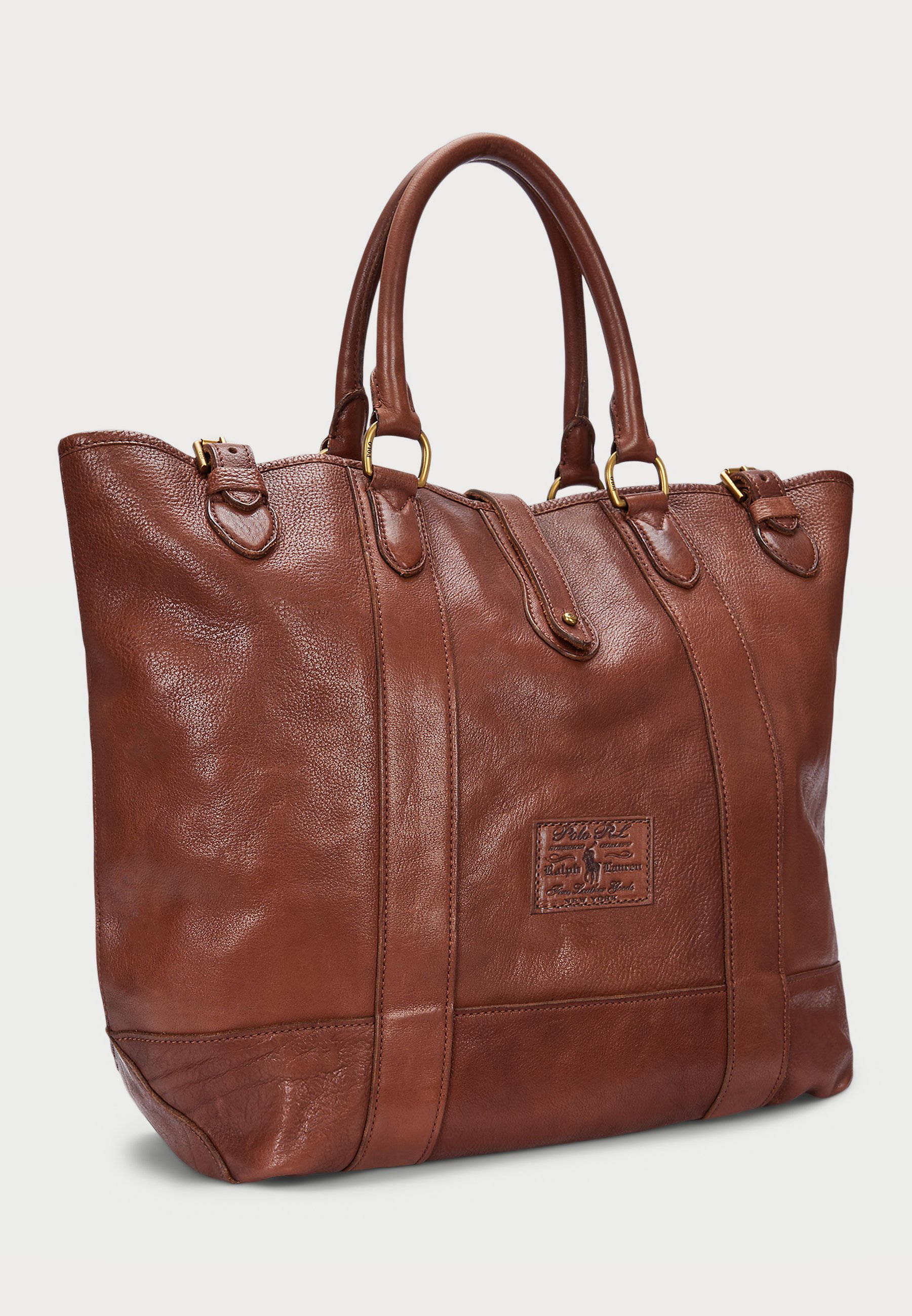 Polo Ralph Lauren HERITAGE LEATHER TOTE - Tote bag - brown