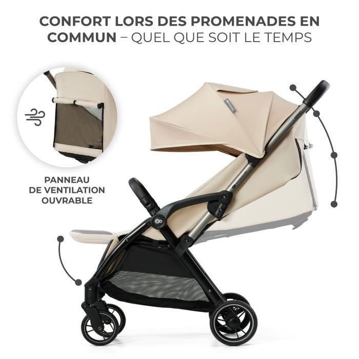 Poussette canne jusqu'à 22 kg Kinderkraft APINO, Pliage automatique, Imperméable, Poids de seulement 7,5 kg, Beige