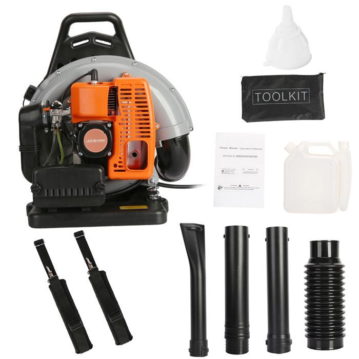 Soplador de nieve para exteriores de alta resistencia, de 2 tiempos, 63 cc, 2300 W, montado sobre mochila.