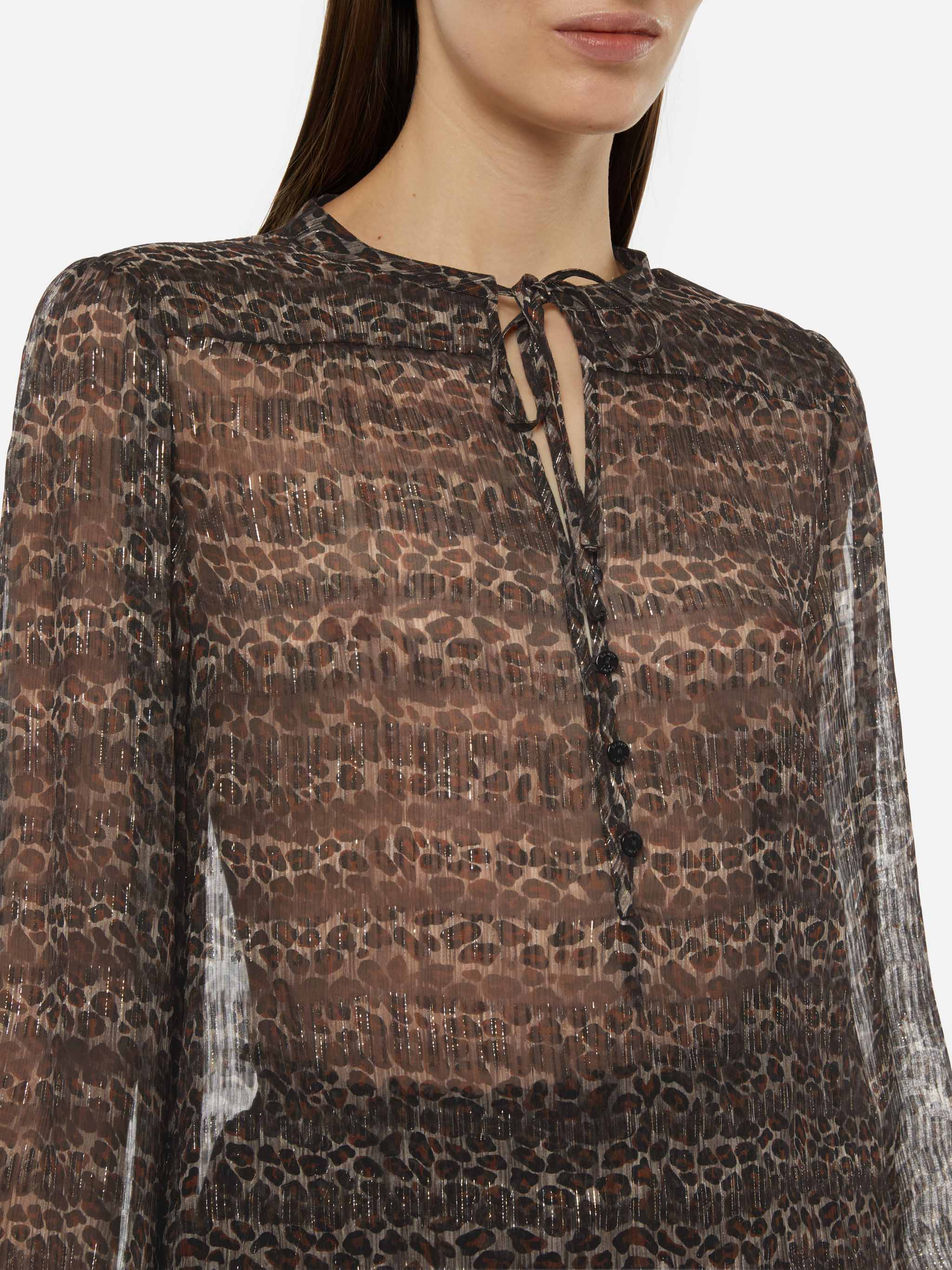 Blouse Harper en voile de soie lurex à imprimé animal.