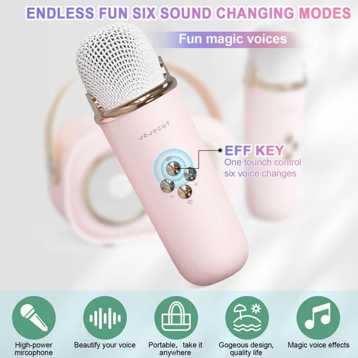 Mini karaoké mignon, Bluetooth portable avec micro, pour fêtes enfants et adultes (rose)