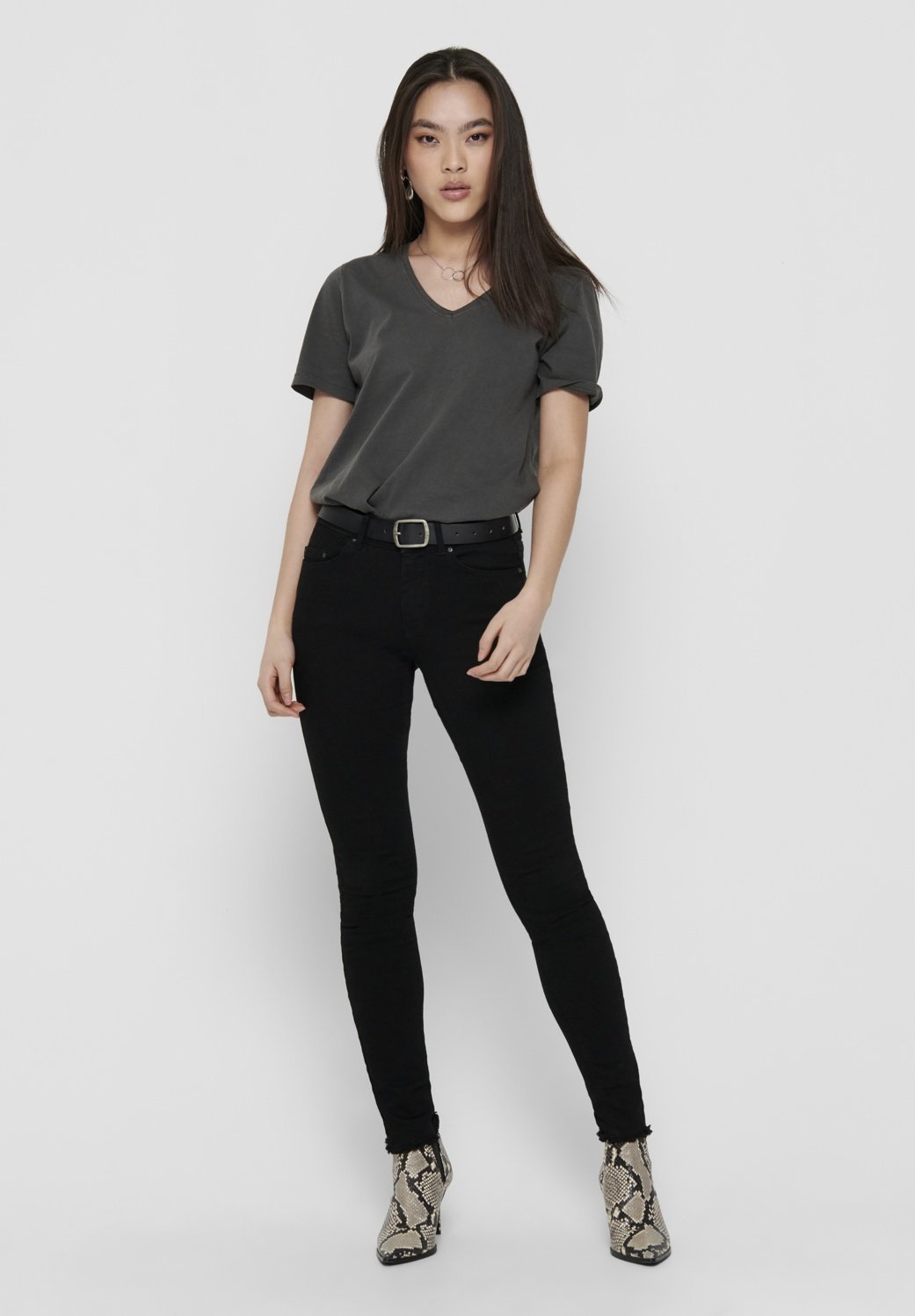 ONLY ONLBLUSH MID RAW - Skinny džínsy - čierna denim