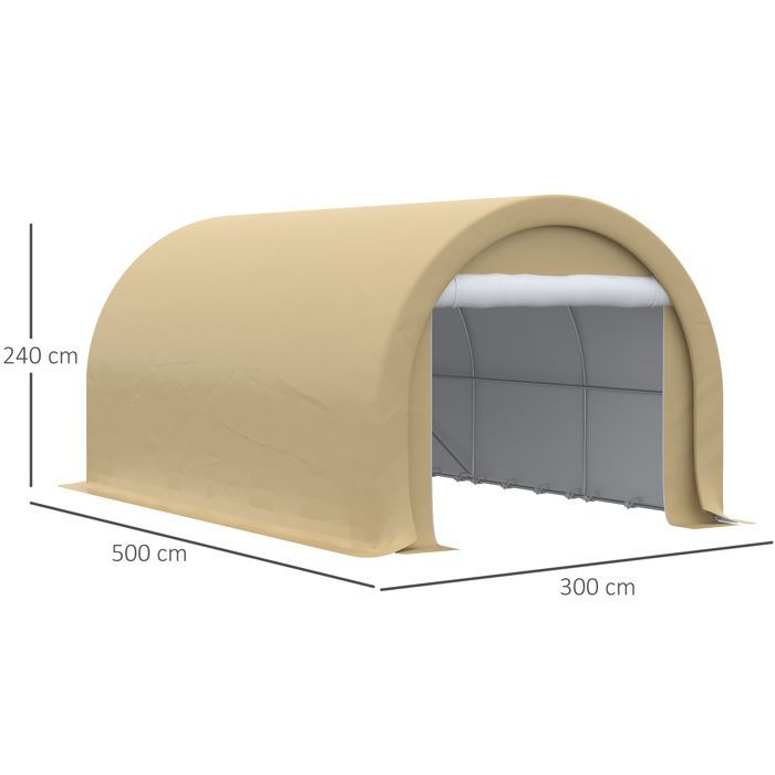 Posto auto coperto - Outsunny - 500x300x240cm - PE - beige