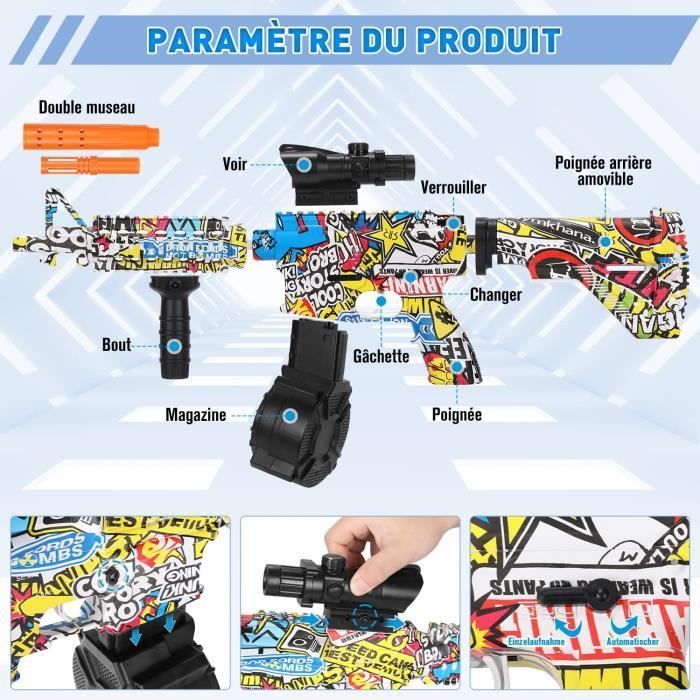 Pistola elettrica Gel Blaster con 60.000 palline d'acqua e bicchierini, giocattolo ricaricabile per attività all'aperto.