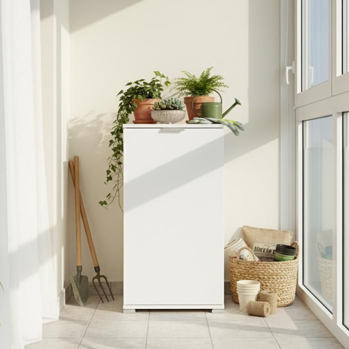 Armário baixo branco com 1 porta | Armário multiuso com prateleira ajustável | Pronto para uso em banheiros, corredores e lavanderias