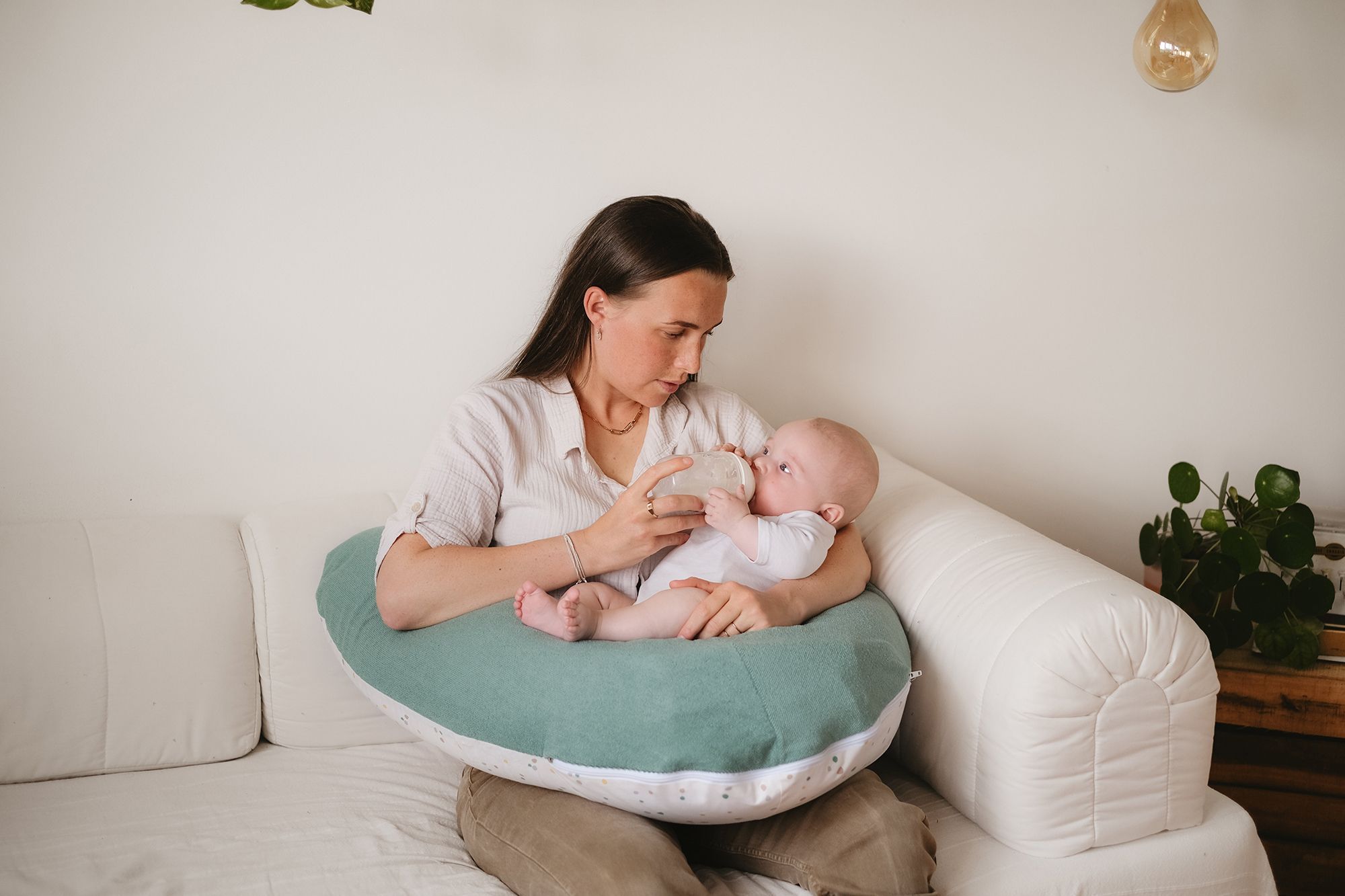 Coussin de maternité 3-en-1 - TINEO - MULTIRELAX - Tissu éponge - Vert / Pois