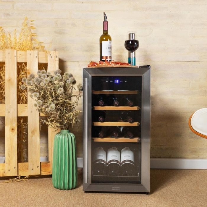 Cecotec Bolero GrandSommelier 1550 Stainless Steel Wine Cellar with Compressor. Stainless steel wine cellar, 15 bottles, compressor