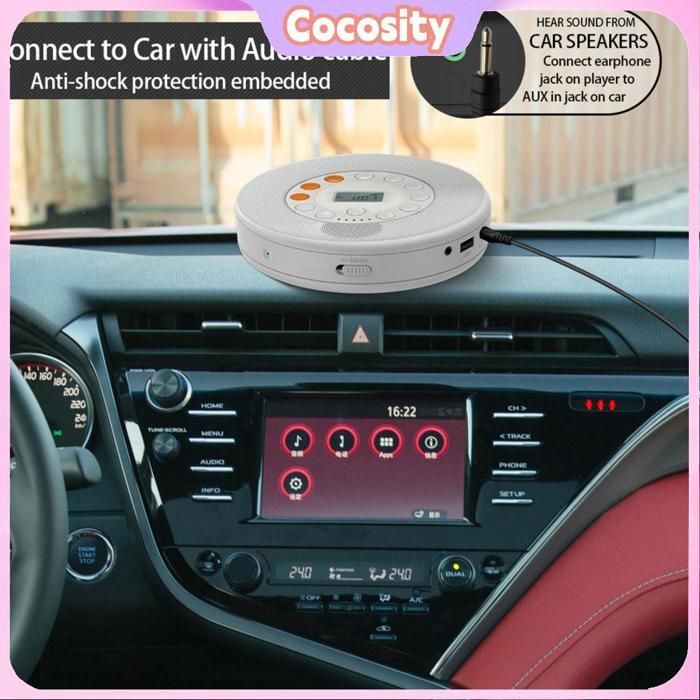 Lettore CD Cocosity con altoparlante, lettore CD portatile, lettore CD da tavolo ricaricabile da 2000 mAh per lettori video