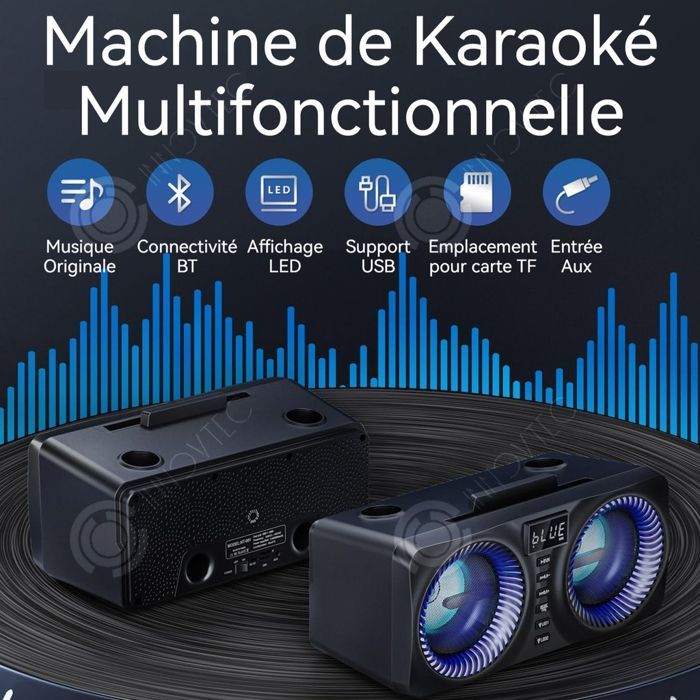 Altavoz Bluetooth INN de 33x17,5x15,5 cm, altavoz inalámbrico portátil, altavoz estéreo, altavoz Bluetooth resistente al agua con 2 micrófonos.