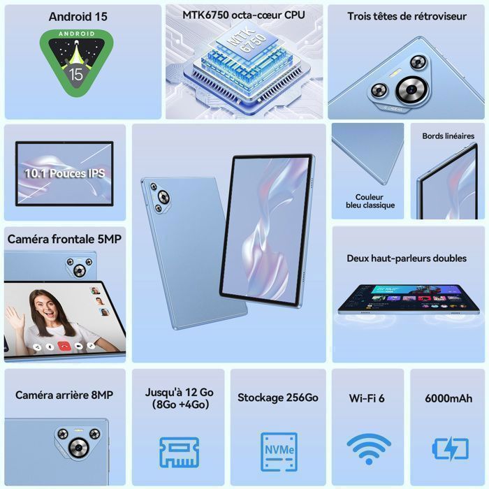 Tablette tactile - Android 15 - 10,1