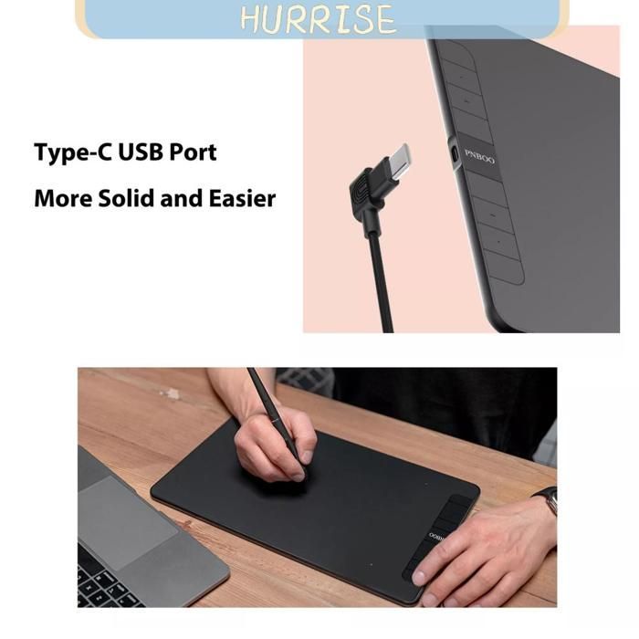 Tavoletta grafica digitale Tbest con 8192 livelli di pressione, funzione di inclinazione, pannello di lavoro e hardware inclusi, colore nero.