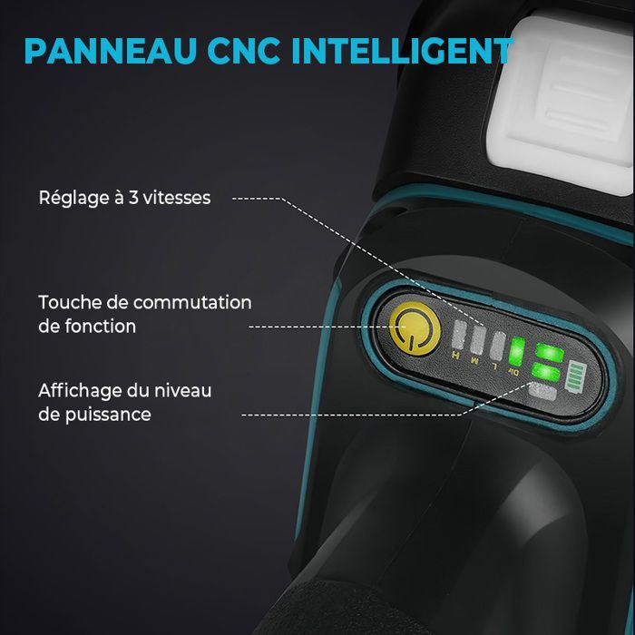 Meuleuse d'angle Sans Fil 125 mm avec Batterie, Moteur Sans Balais 22 000 RPM, 3 Vitesses pour Découpe, Polissage et Ponçage