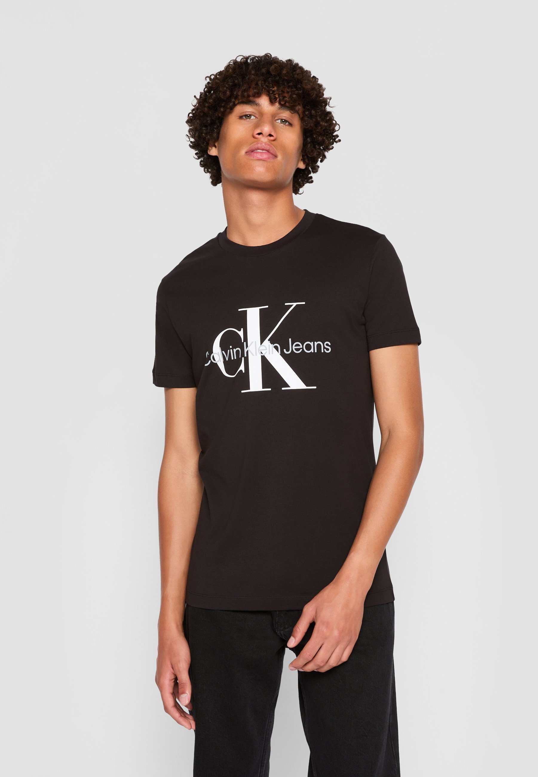 Calvin Klein Jeans CORE MONOGRAM SLIM TEE - T-shirt stampata - nera