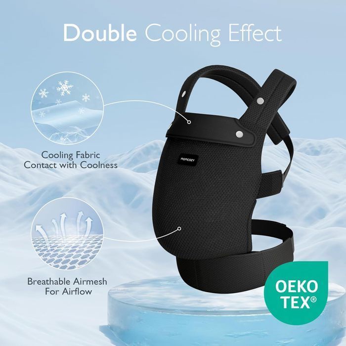 Momcozy Atmungsaktive Babytrage aus Netzgewebe, ergonomische Babytrage, geeignet für Babys von 3,2 bis 20 kg, Schwarz