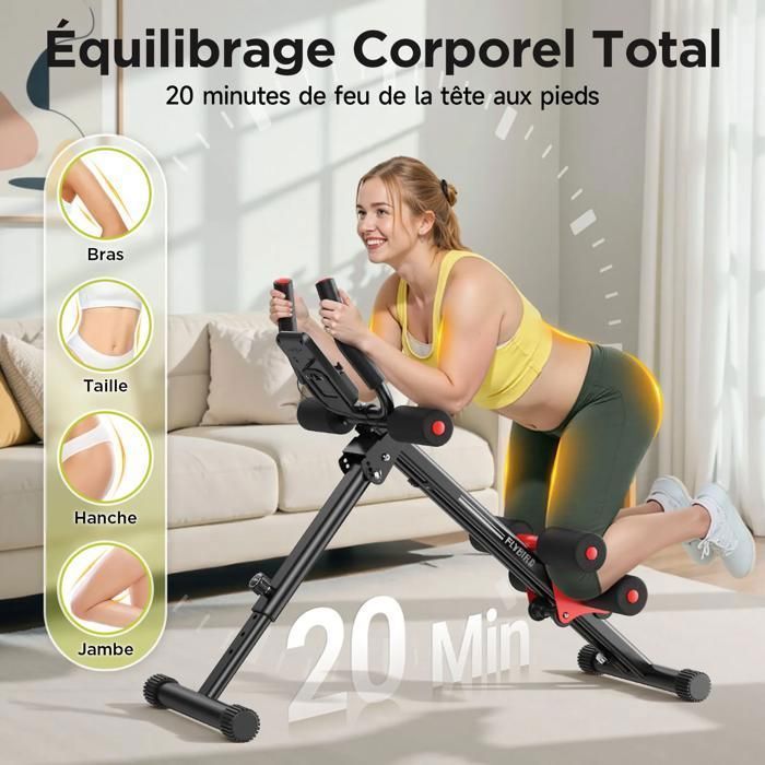 FLYBIRD Attrezzo per addominali regolabile e pieghevole, per allenamento completo del corpo a casa, ideale per principianti, colore rosso