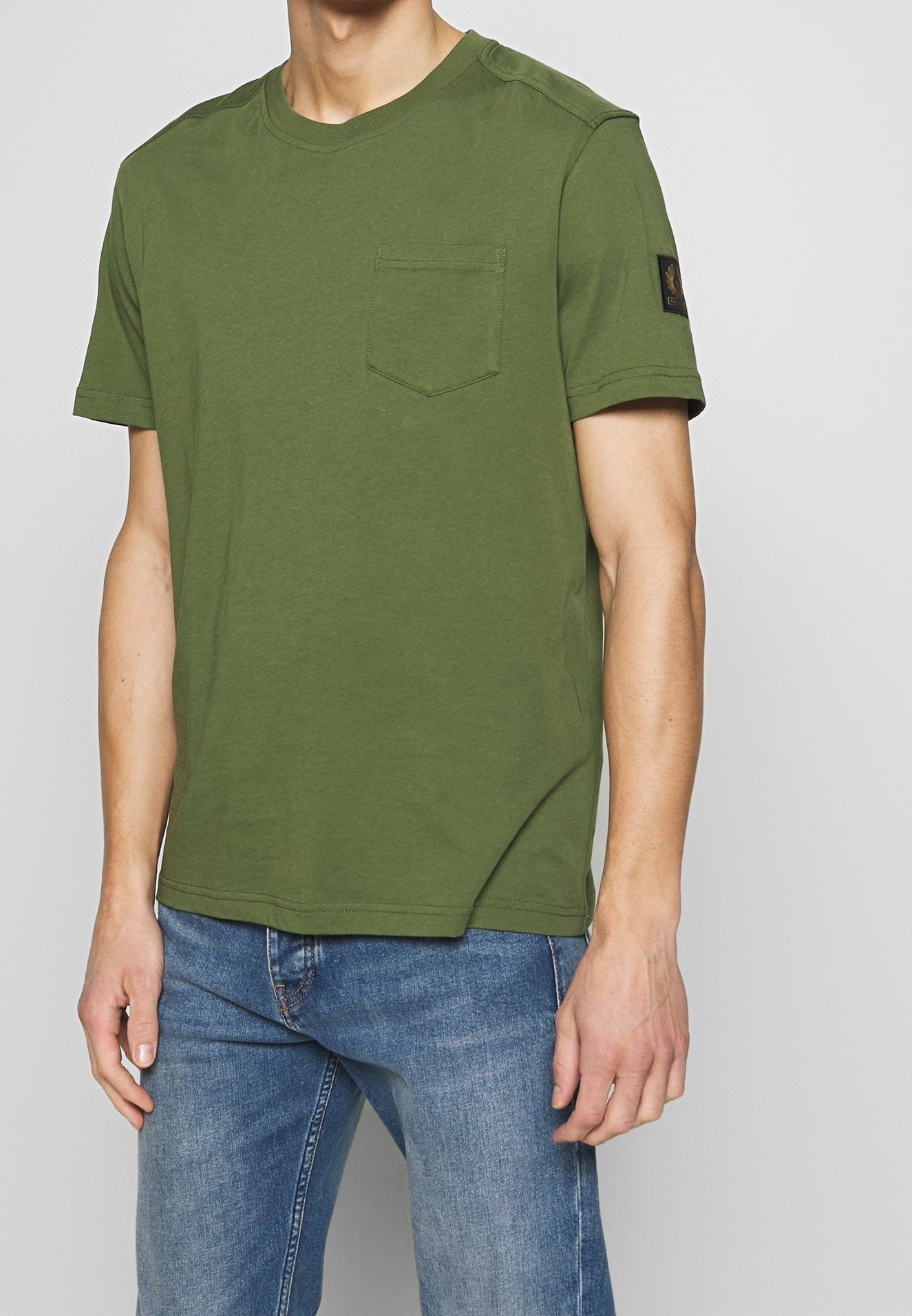 Belstaff Basic T-Shirt – meliertes Olivgrün