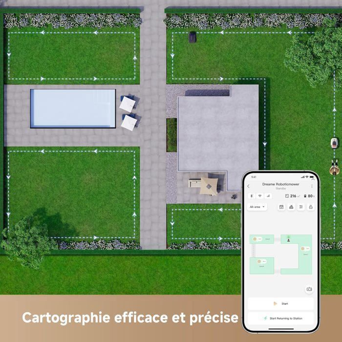Dreame A1 Pro Smart Robotic Lawnmower, 2000 m² Cordless Perimeter Robotic Lawnmower, Intuitive Management
