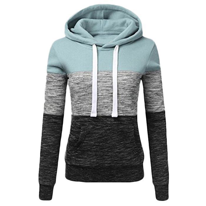 Sudadera con capucha para mujer de Épissure, chaqueta de invierno de manga larga a la moda, azul claro.