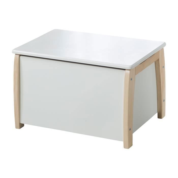 ROBA Wooden Toy Storage Bench for Children - Soft Close - White / Wood Look
