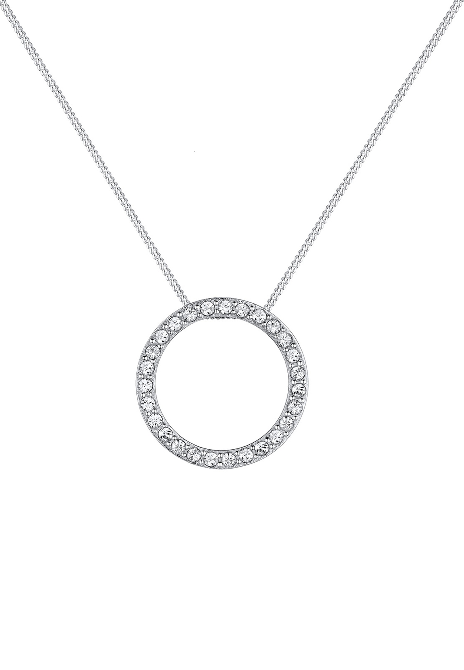 Elli Femmes Pendentif Cercle Géo Étincelant avec Cristal en Argent Sterling 925